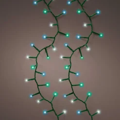 Guirlande lumineuse 16 m 750 LED câble vert Luxe Tricolore Vert bleu et blanc