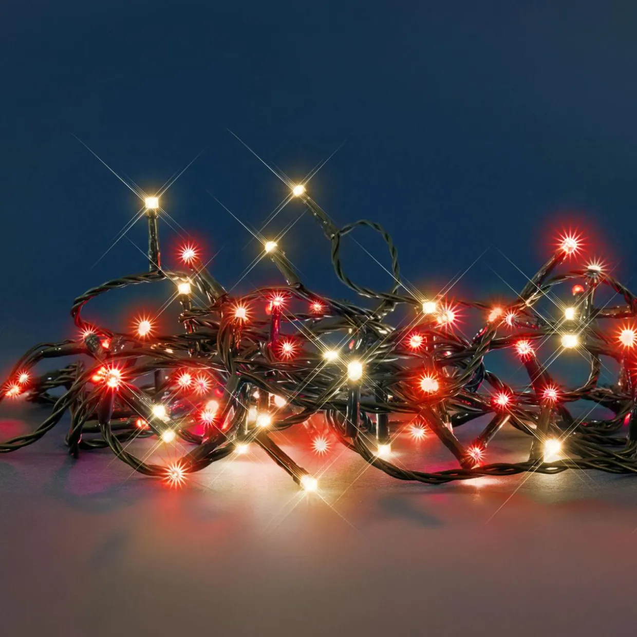 Guirlande lumineuse 8 m 128 LED câble vert Flashing light Bicolore Rouge et blanc chaud
