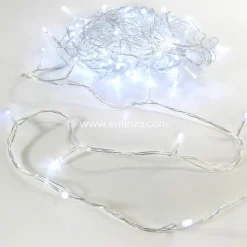 Guirlande lumineuse 20 m 200 LED câble transparent Timer Blanc froid