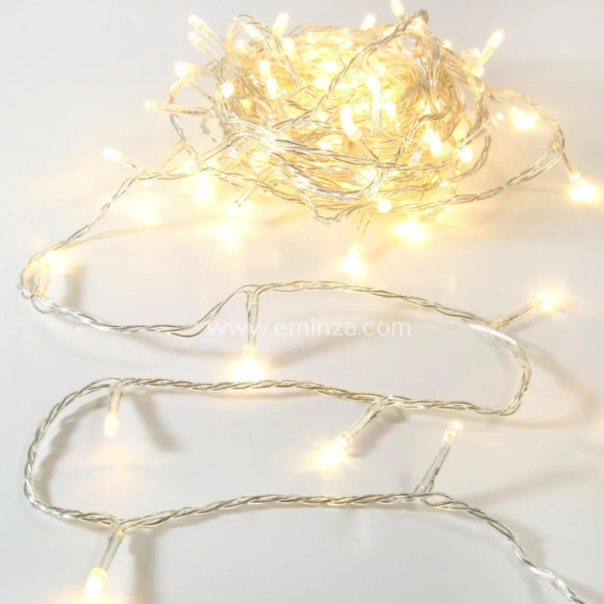 Guirlande lumineuse 10 m 100 LED câble transparent Timer Blanc chaud