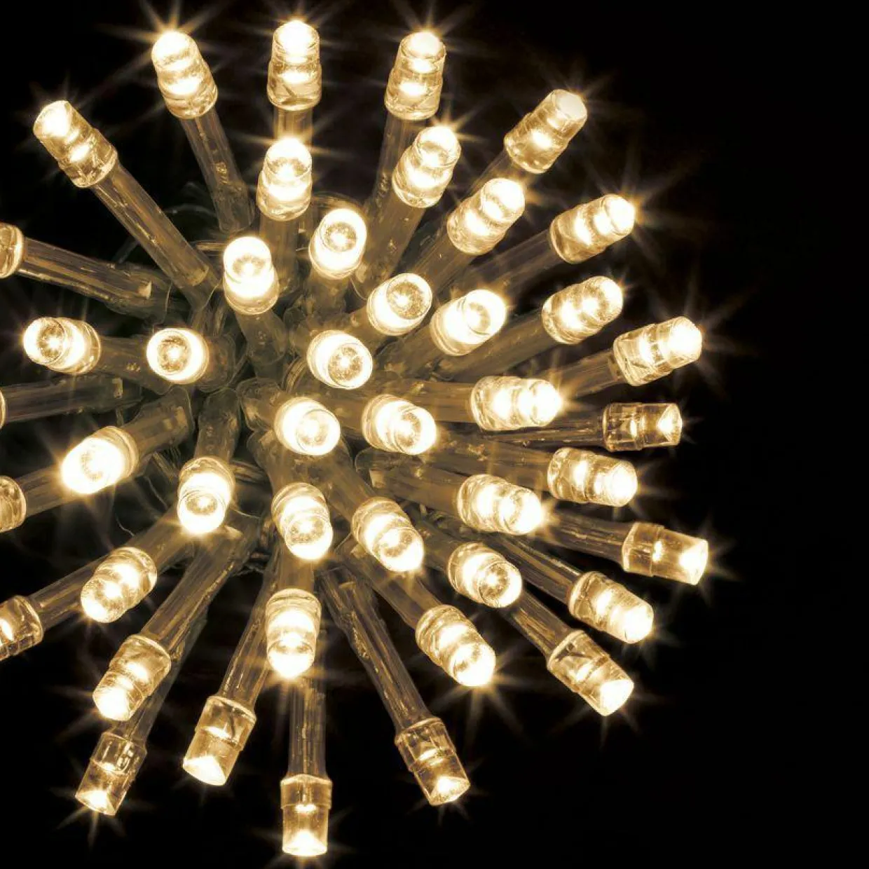 Guirlande lumineuse 10 m 100 LED câble transparent Timer Blanc chaud