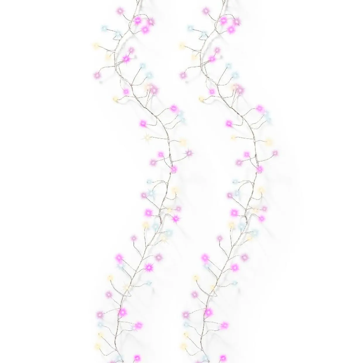 Guirlande lumineuse 6 m 480 Micro LED câble argent Luxe Tricolore Rose, blanc chaud et froid