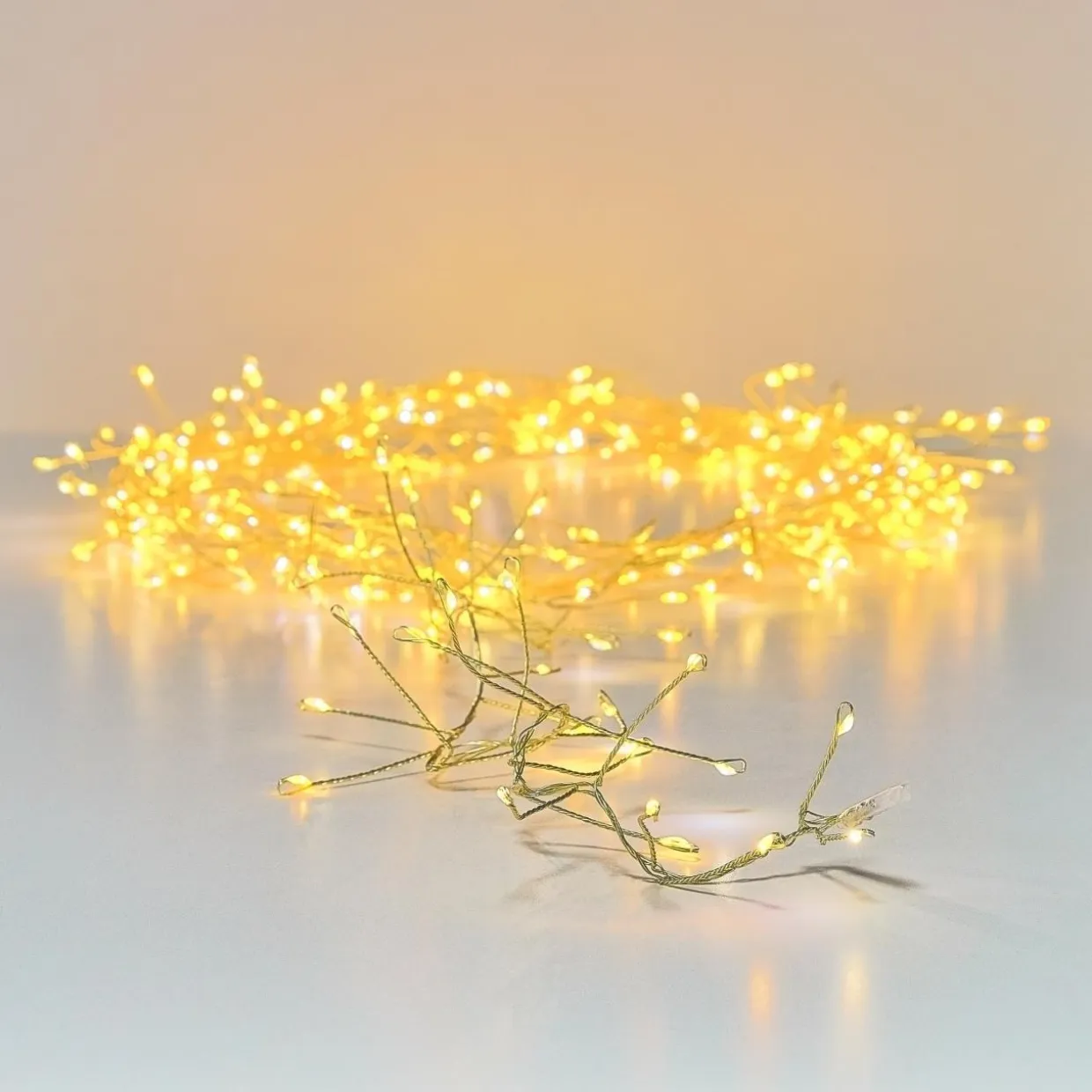 Guirlande lumineuse 6 m 480 Micro LED câble or Luxe bicolore Blanc chaud et froid
