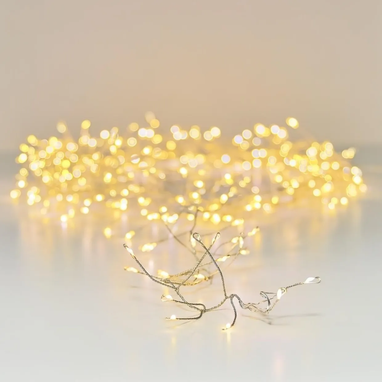 Guirlande lumineuse 18 m 1440 Micro LED câble argent Luxe Blanc chaud
