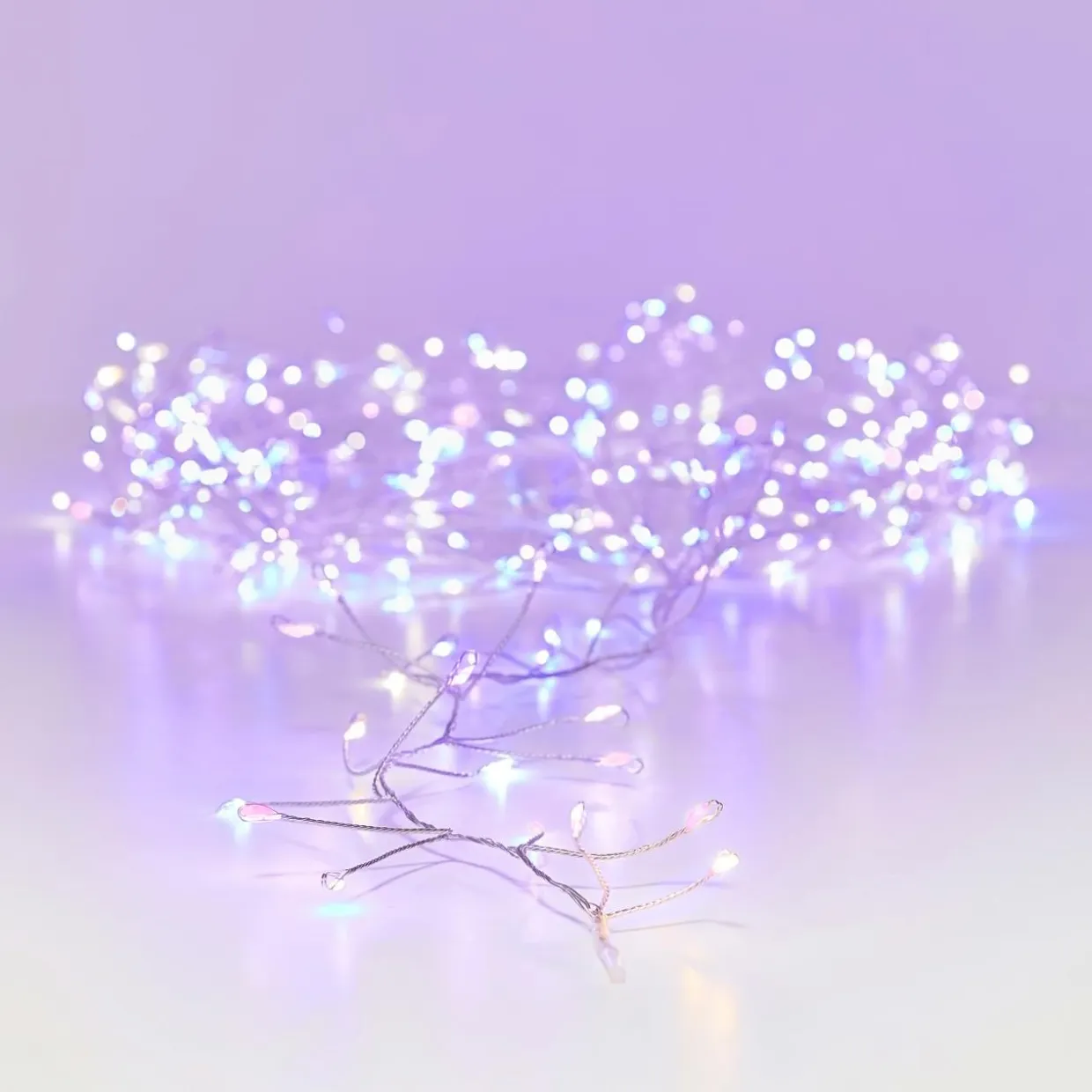 Guirlande lumineuse 12 m 960 Micro LED câble argent Luxe Tricolore Rose blanc chaud et froid