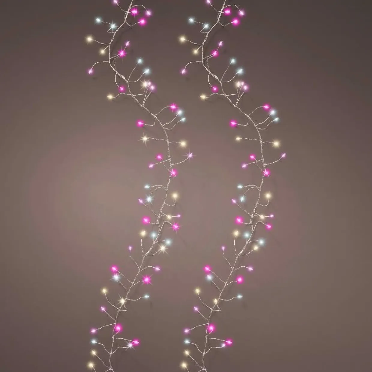 Guirlande lumineuse 12 m 960 Micro LED câble argent Luxe Tricolore Rose blanc chaud et froid