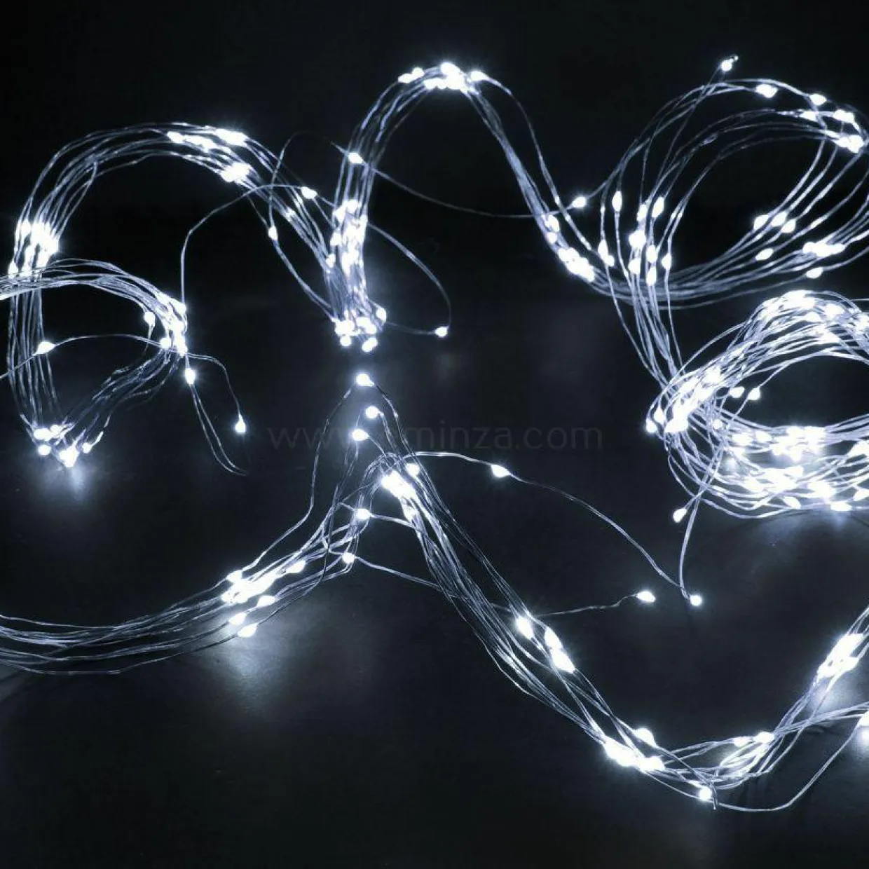 Guirlande lumineuse à piles 195 cm 40 micro LED Fil d'argent Blanc froid