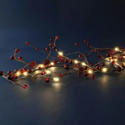 Guirlande lumineuse à piles 45 LED (180 cm) Baies Rouge et blanc chaud