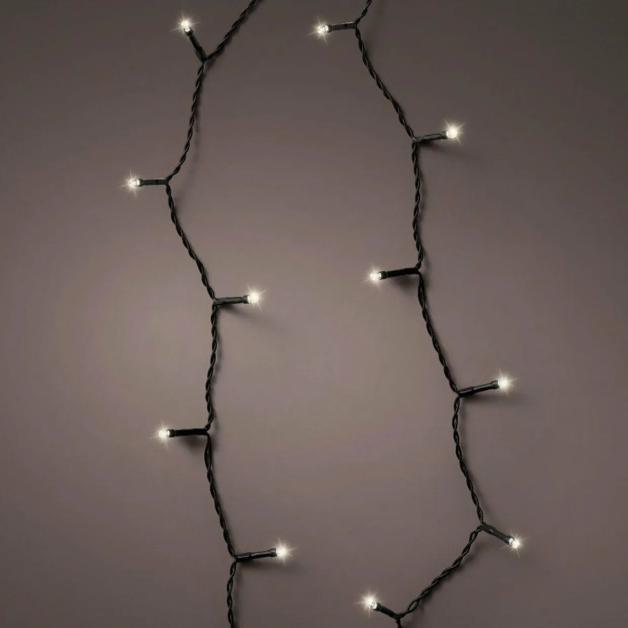 Guirlande lumineuse à piles 3,50 m 48 LED câble noir Durawise Blanc chaud