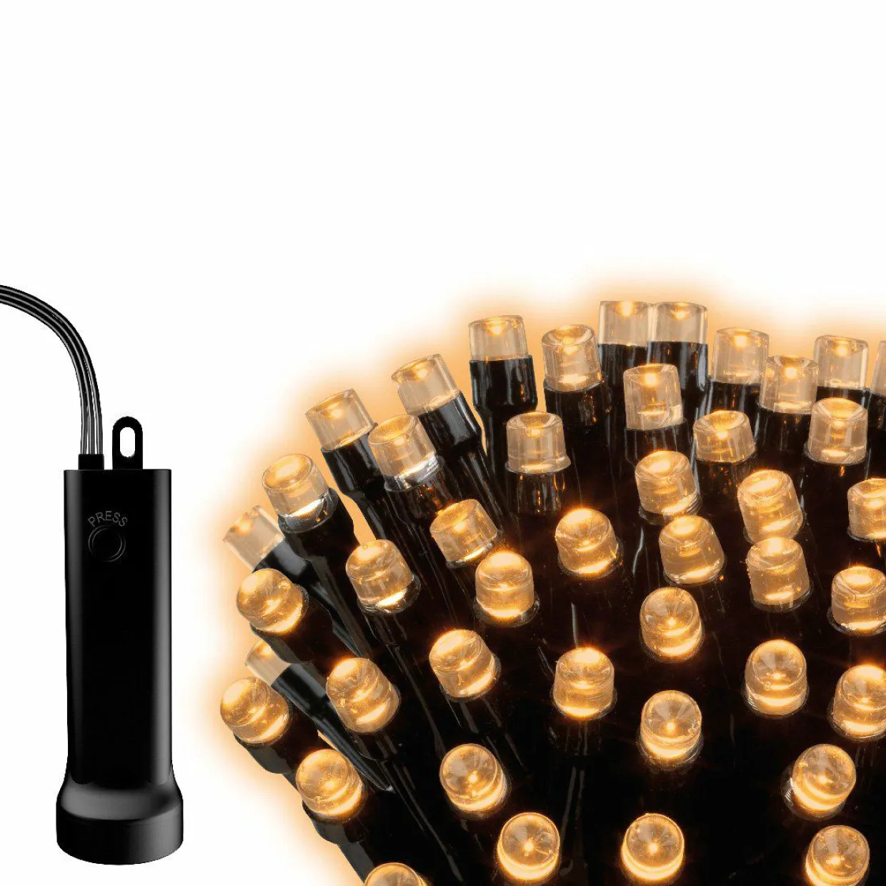 Guirlande lumineuse à piles 3,50 m 48 LED câble noir Durawise Blanc chaud