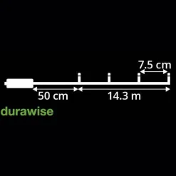 Guirlande lumineuse à piles 14,30 m 192 LED câble noir Durawise Blanc chaud