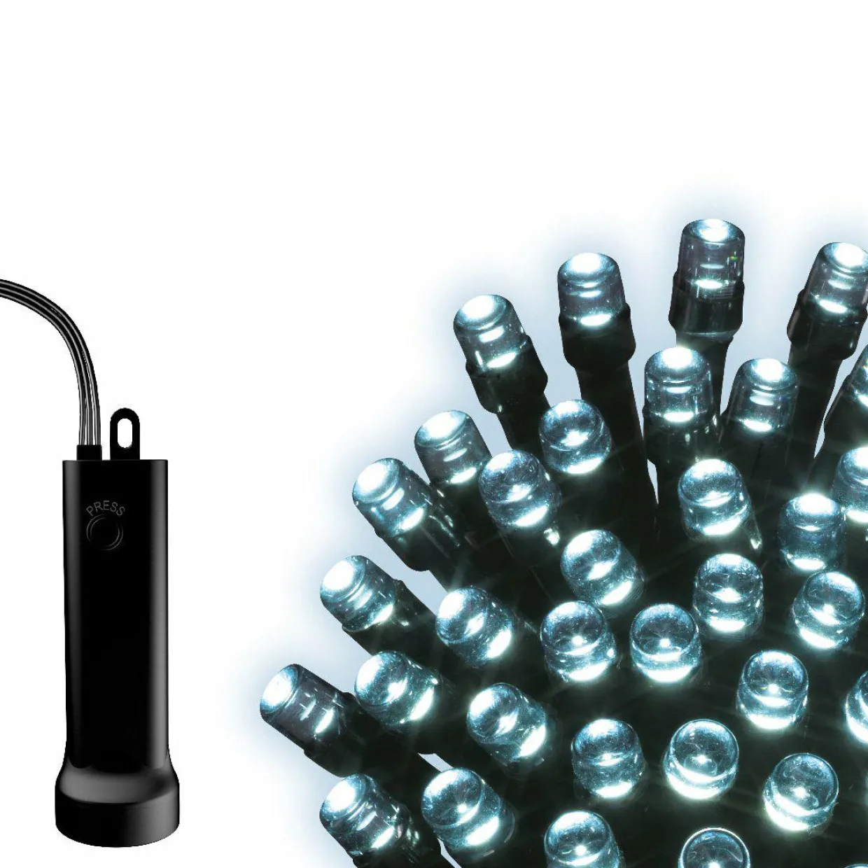 Guirlande lumineuse à piles 14,30 m 192 LED câble noir Durawise Blanc froid