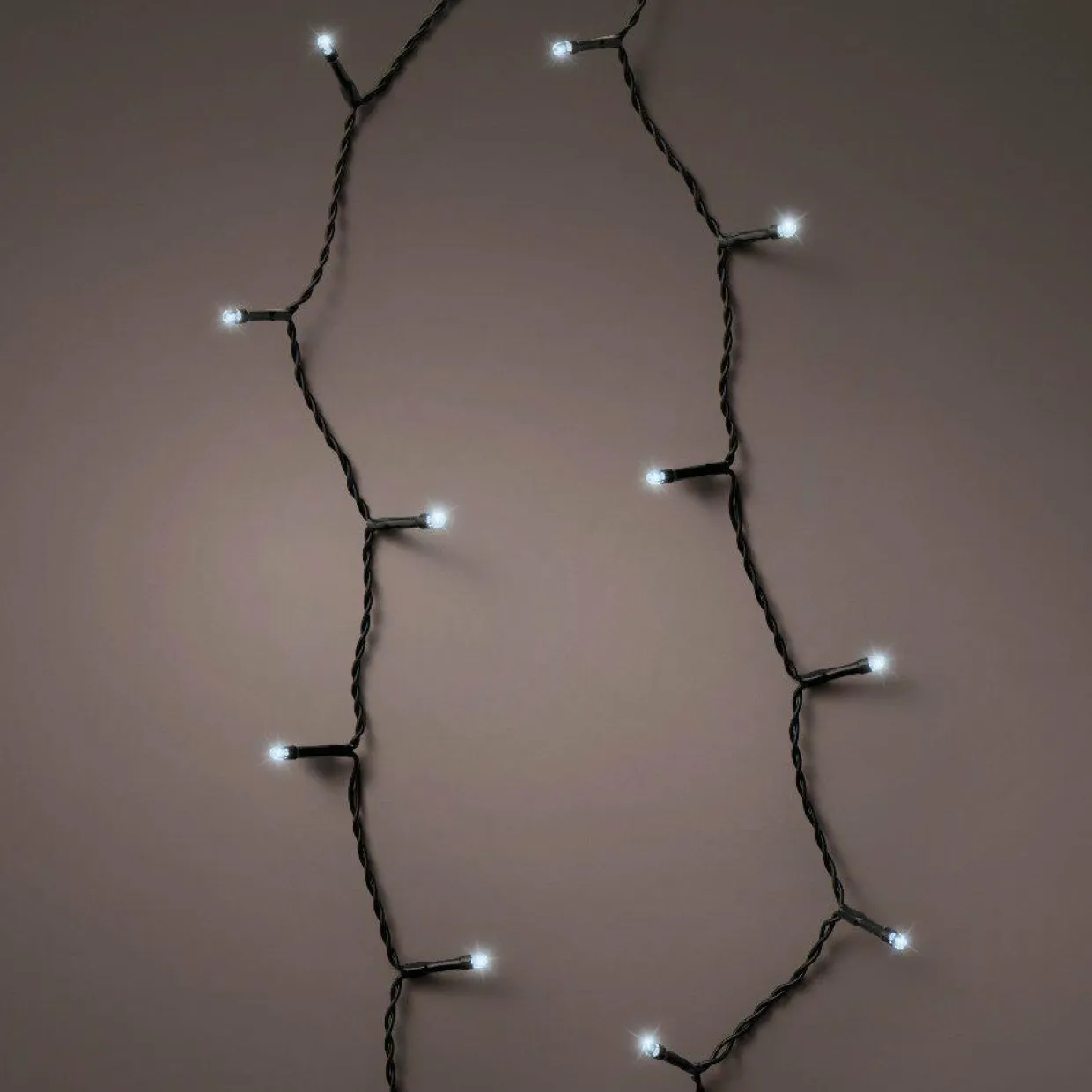 Guirlande lumineuse à piles 3,50 m 48 LED câble noir Durawise Blanc froid