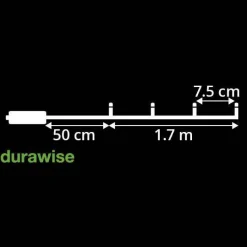 Guirlande lumineuse à piles 1,70 m 24 LED câble noir Durawise Blanc froid