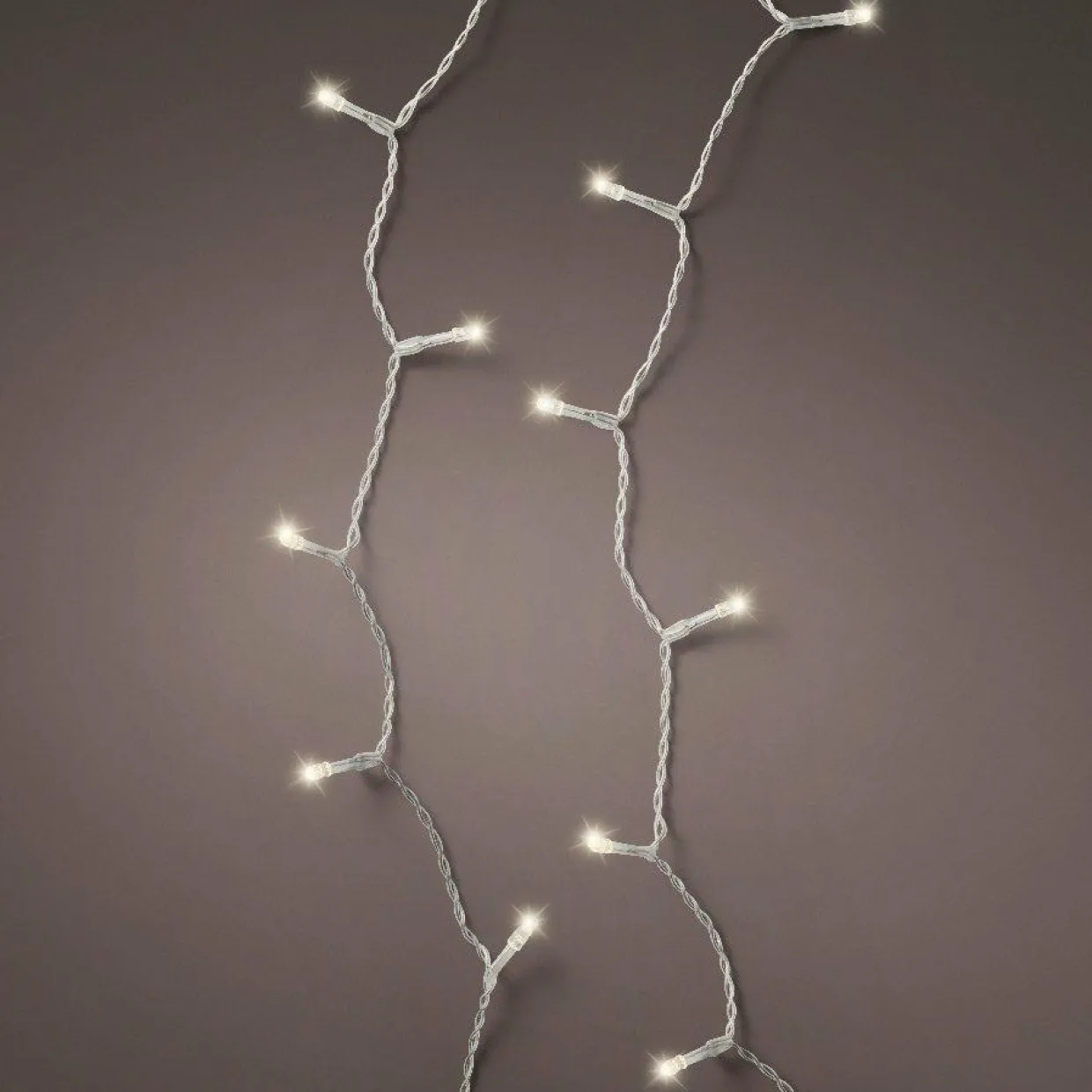 Guirlande lumineuse à piles 14,30 m 192 LED câble transparent Durawise Blanc chaud