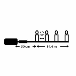 Guirlande lumineuse à piles 14,30 m 192 LED câble transparent Durawise Blanc chaud