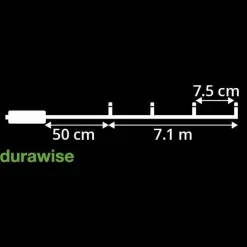 Guirlande lumineuse à piles 7,10 m 96 LED câble noir Durawise Blanc froid