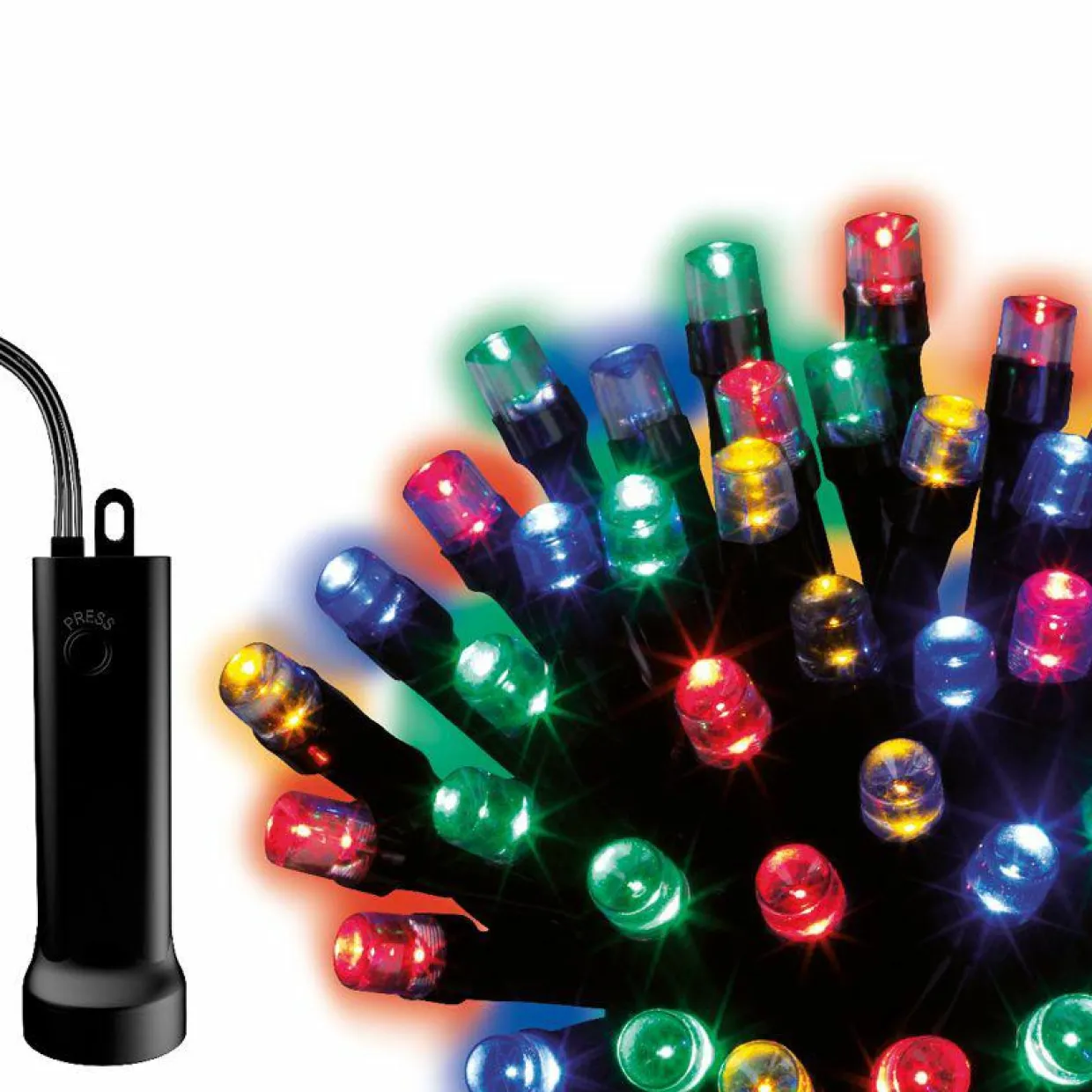 Guirlande lumineuse à piles 7,10 m 96 LED câble noir Durawise Multicolore