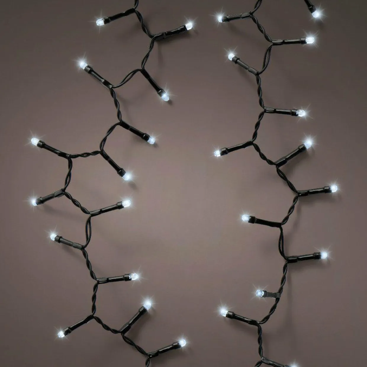 Guirlande lumineuse à piles 4,70 m 192 LED câble noir Durawise Blanc froid