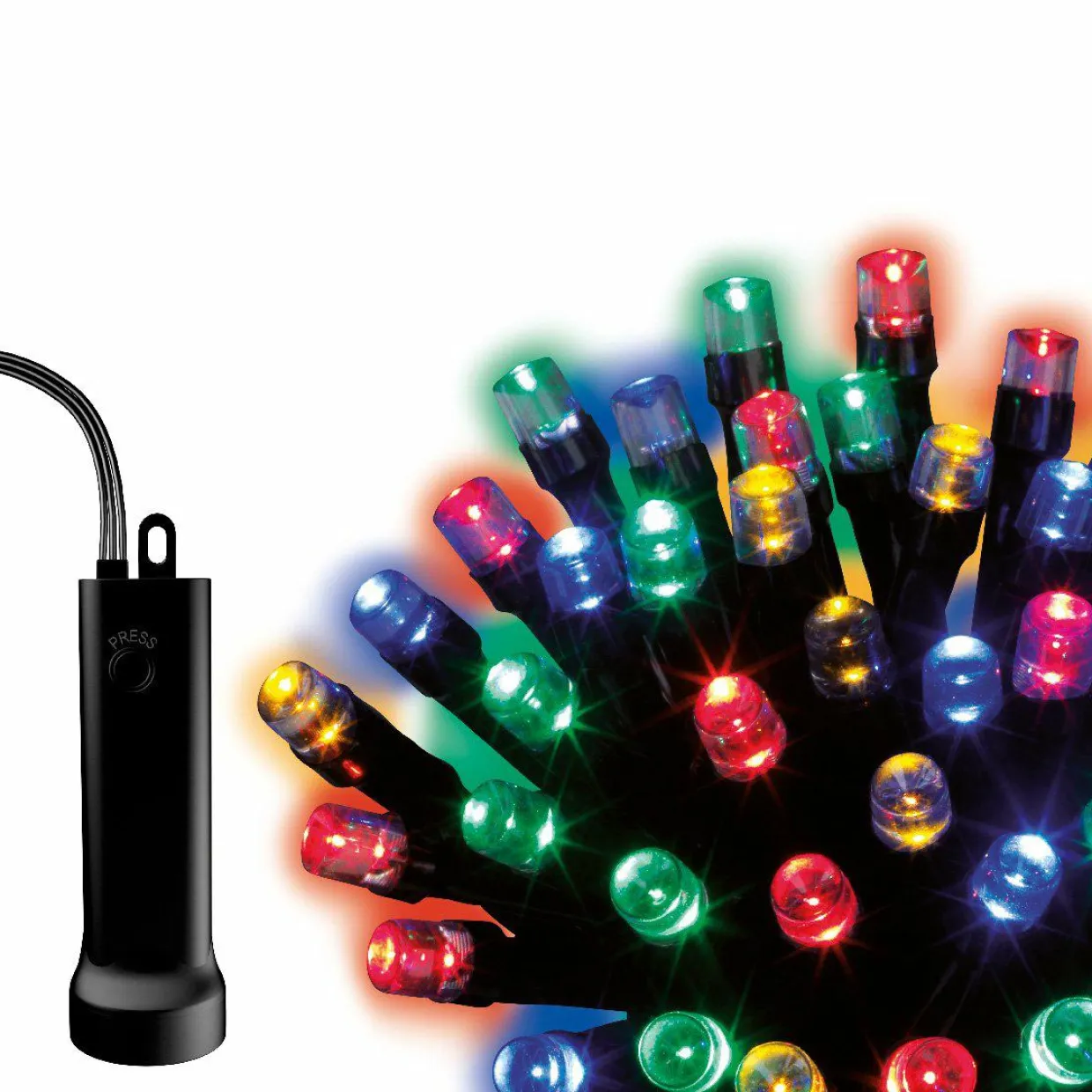 Guirlande lumineuse à piles 3,50 m 48 LED câble noir Durawise Multicolore