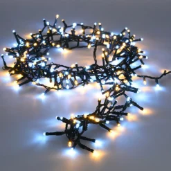 Guirlande lumineuse à piles 4 m 200 LED câble vert Boa Bicolore blanc chaud et froid