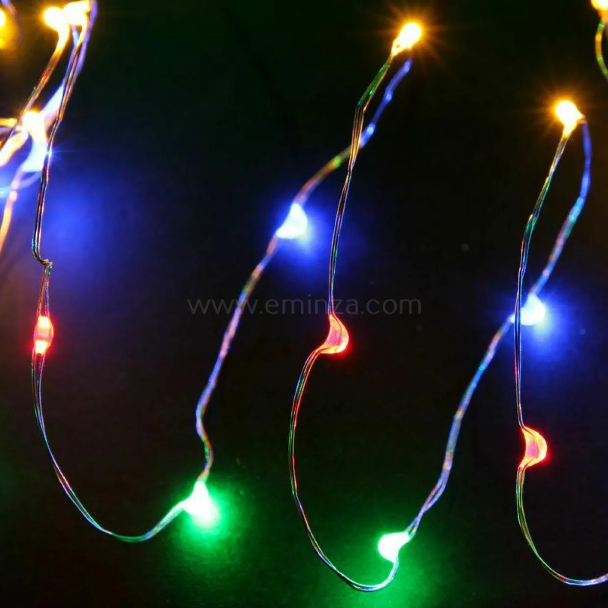 Guirlande lumineuse à piles 5 m 100 Micro LED Fil d'argent Multicolore