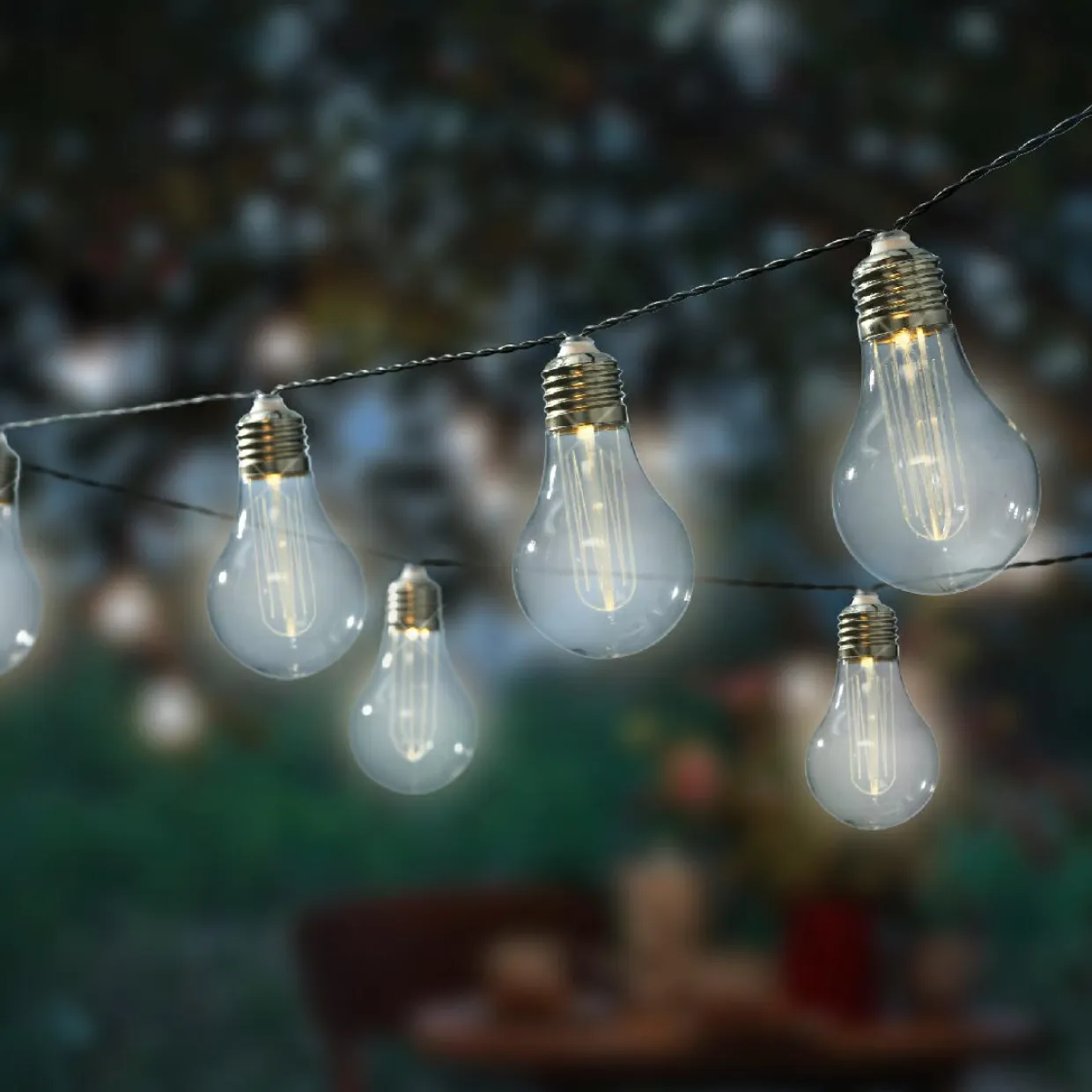Guirlande lumineuse solaire 10 LED (4,5 m) Guinguette clignotante Blanc chaud
