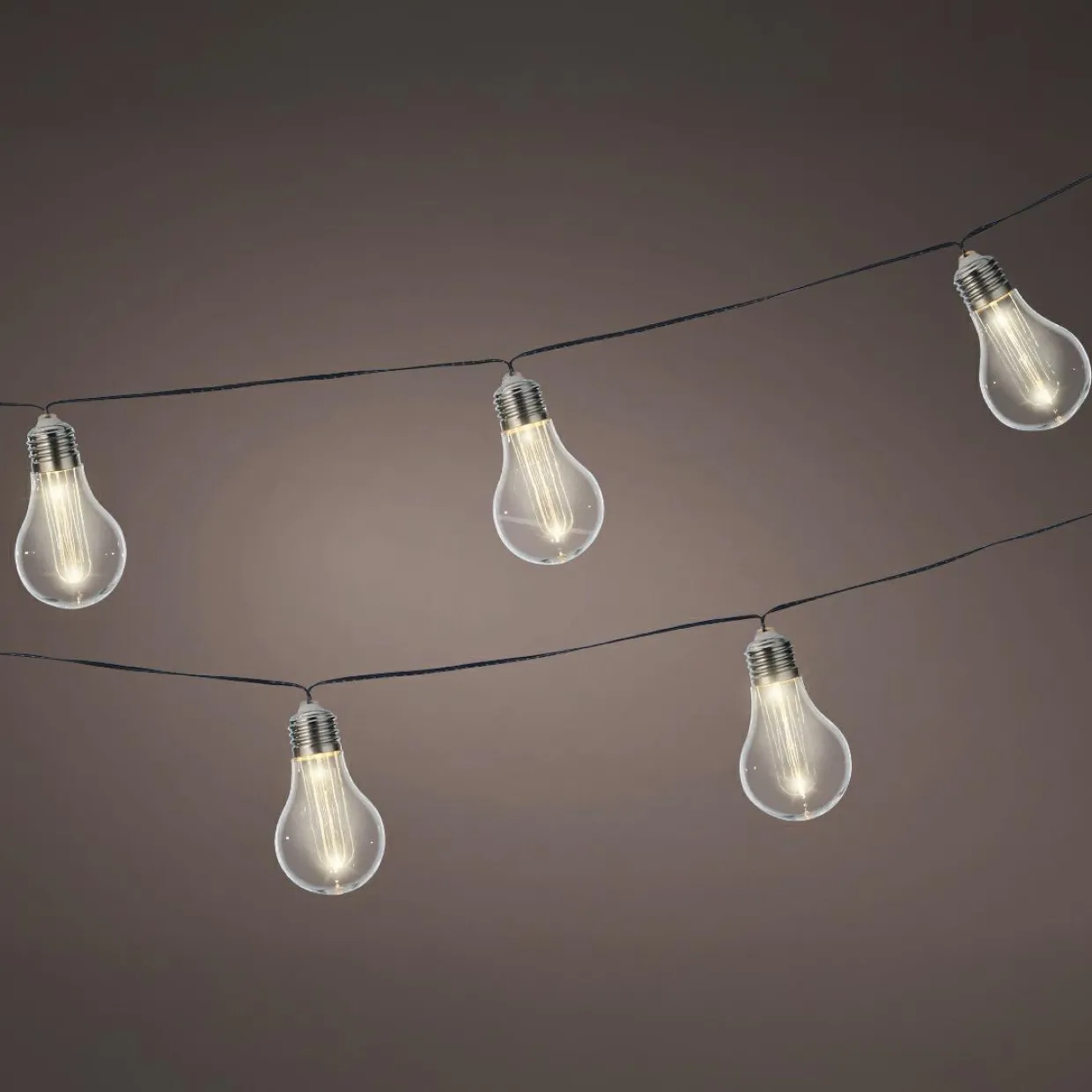 Guirlande lumineuse solaire 10 LED (4,5 m) Guinguette clignotante Blanc chaud