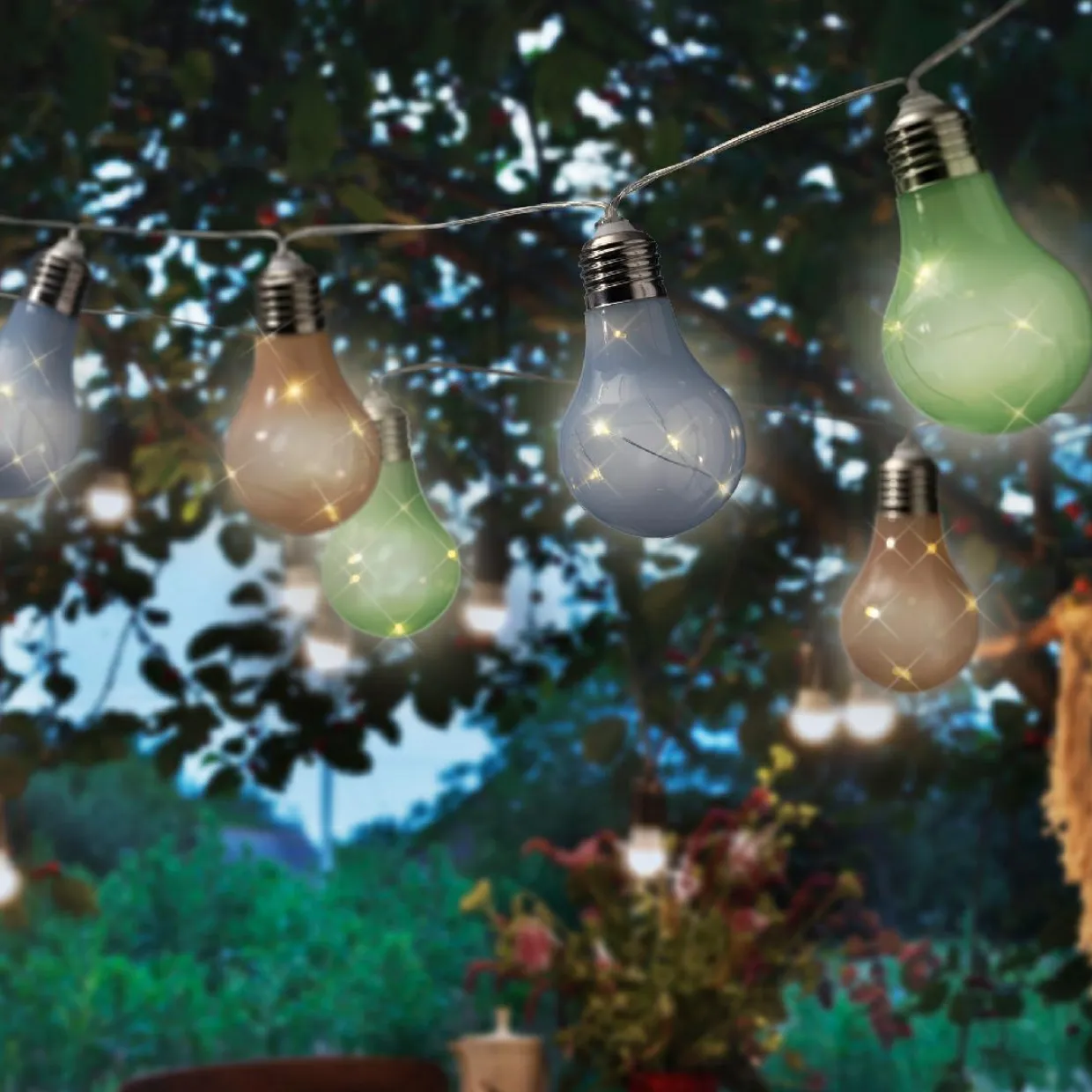 Guirlande lumineuse solaire 50 LED (4,5 m) Guinguette clignotante Multicolore soft
