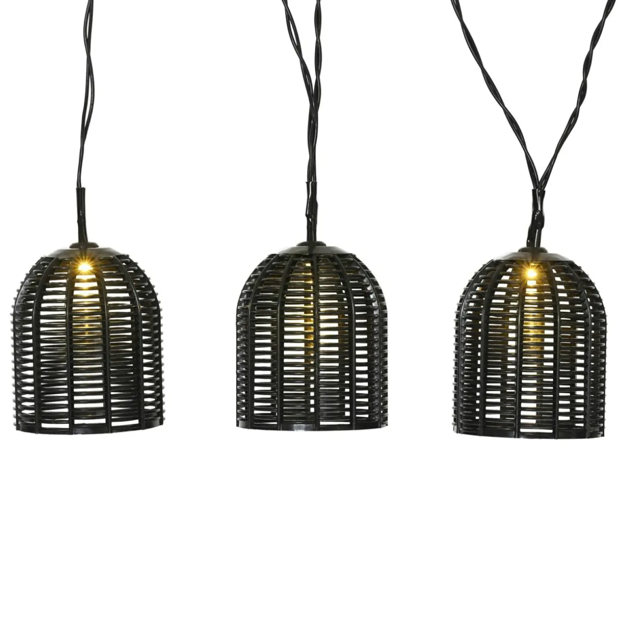 Guirlande lumineuse solaire résine tressée 10 LED (2,70 m) Garden chic Noir