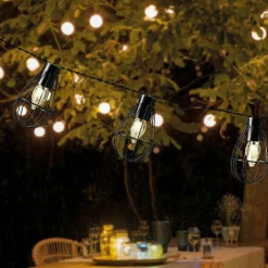 Guirlande lumineuse solaire en métal 3,5 m 8 LED Indus Blanc chaud