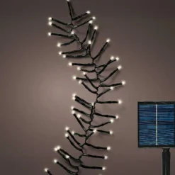 Guirlande lumineuse Solaire rechargeable 14 m 1512 LED câble noir Grappe Blanc chaud