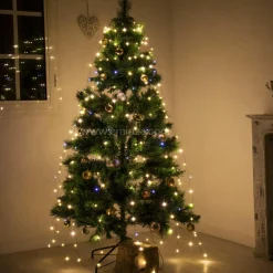 Guirlande rideau pour sapin H1,80 m 408 Micro LED câble argent Blanc chaud