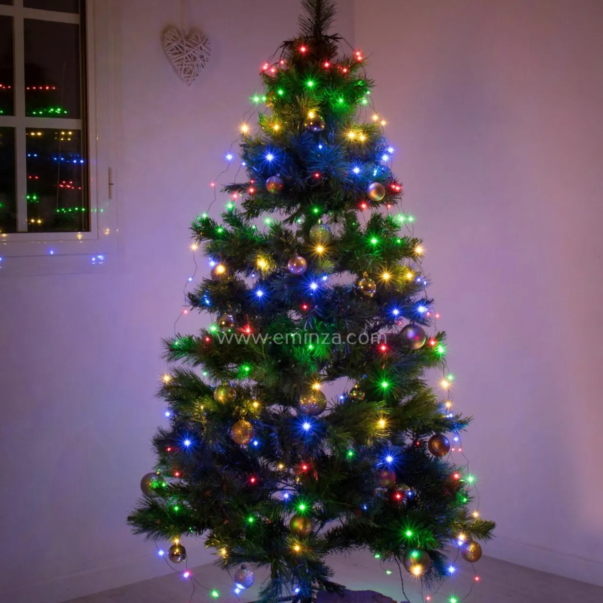 Guirlande rideau pour sapin H2,40 m 832 Micro LED câble vert Multicolore