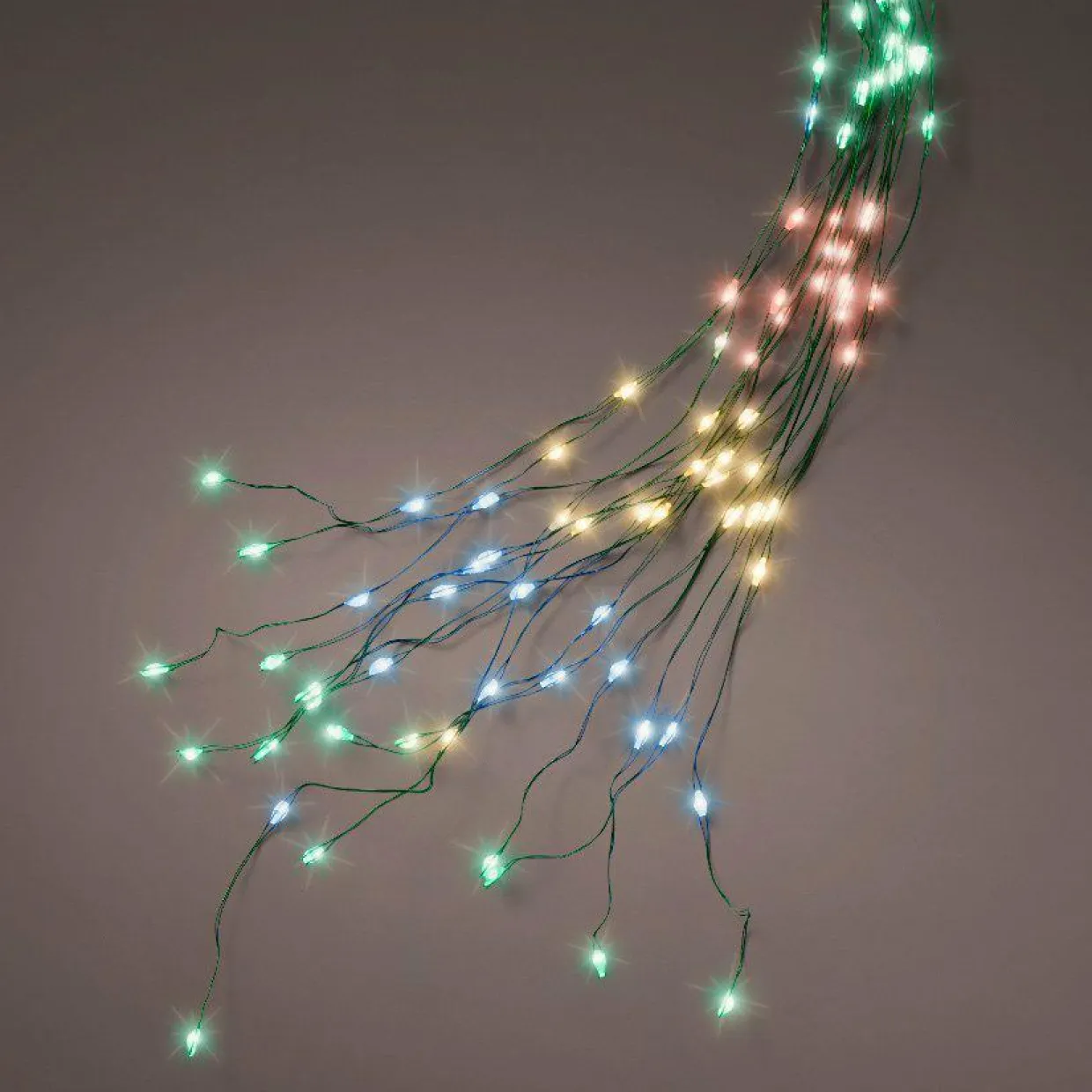 Guirlande rideau pour sapin H2,40 m 832 Micro LED câble vert Multicolore