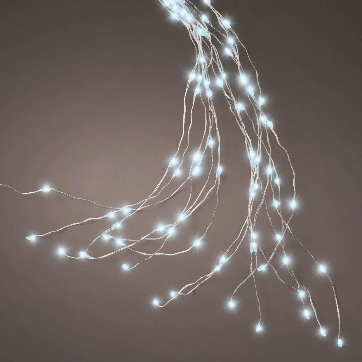 Guirlande rideau pour sapin H2,40 m 832 Micro LED câble argent Blanc froid