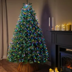 Guirlande rideau pour sapin H2,40m 832 Micro LED câble vert Multicolore pastel