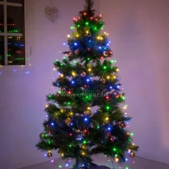 Guirlande rideau pour sapin H2,10 m 672 Micro LED câble vert Multicolore