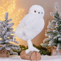 Hibou de Noël (H49 cm) Givrous Blanc