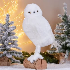 Hiboux de Noël (H49 cm) Floconis Blanc