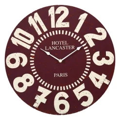 Horloge murale bois (D38 cm) Vintage Hôtel Rouge