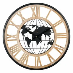 Horloge murale en bois (D40 cm) Monde Noir