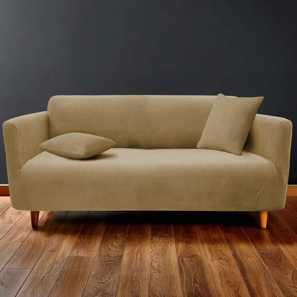 Housse de canapé extensible effet gaufré (225 x 245 cm) Sacha Beige
