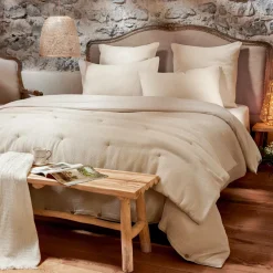 Housse de couette coton nid d'abeille (140 x 200 cm) Eva Beige