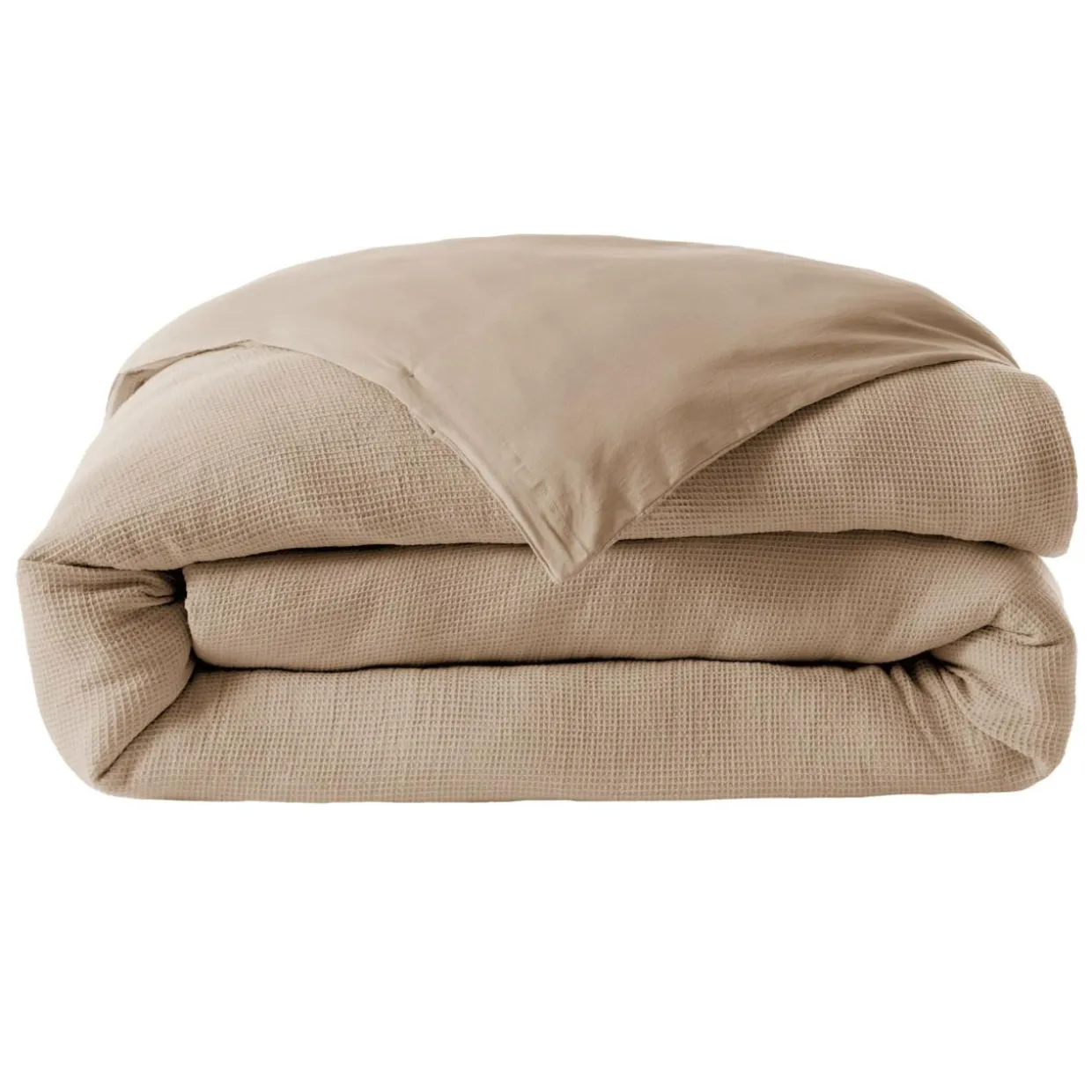 Housse de couette coton nid d'abeille (200 x 200 cm) Eva Ficelle