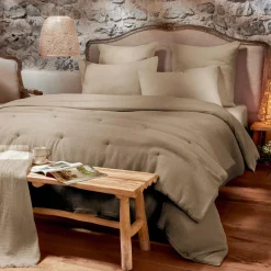 Housse de couette coton nid d'abeille (240 x 220 cm) Eva Ficelle