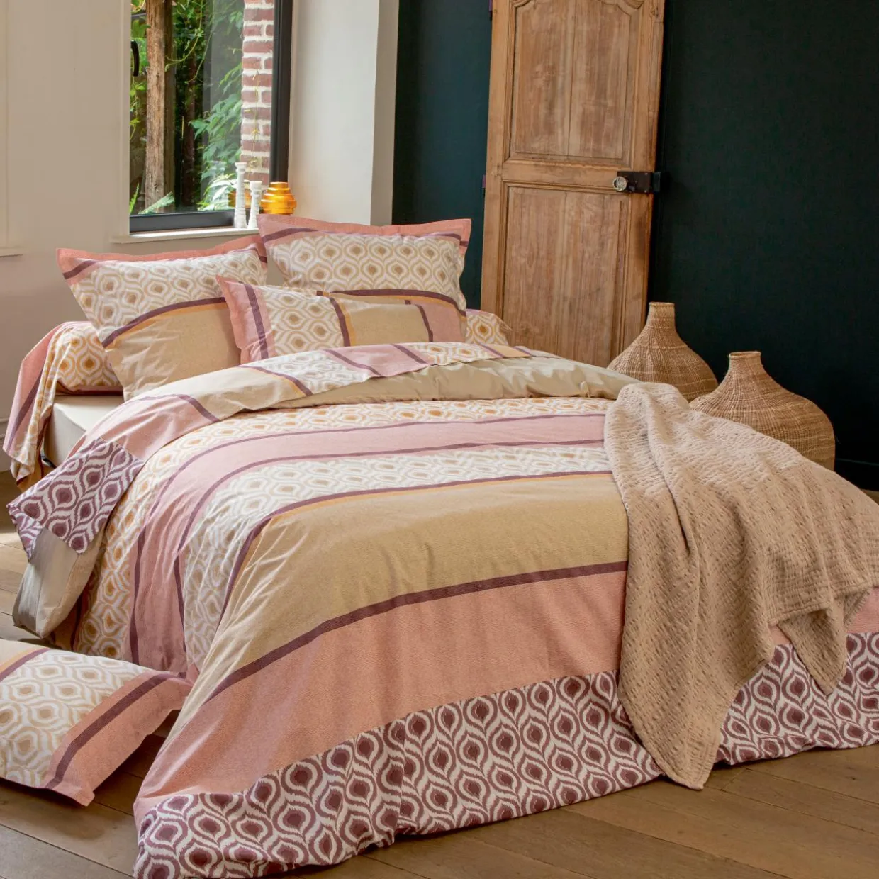 Housse de couette coton (300 x 240 cm) Inouk Rose