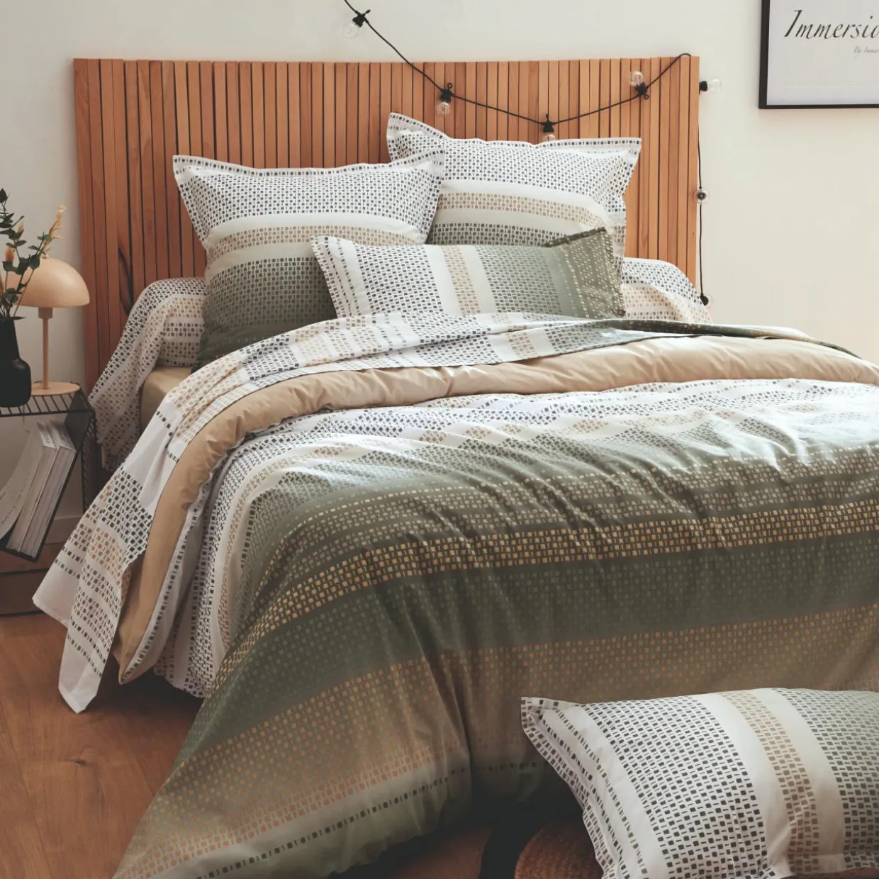 Housse de couette coton (260 x 240 cm) Niagara Vert kaki