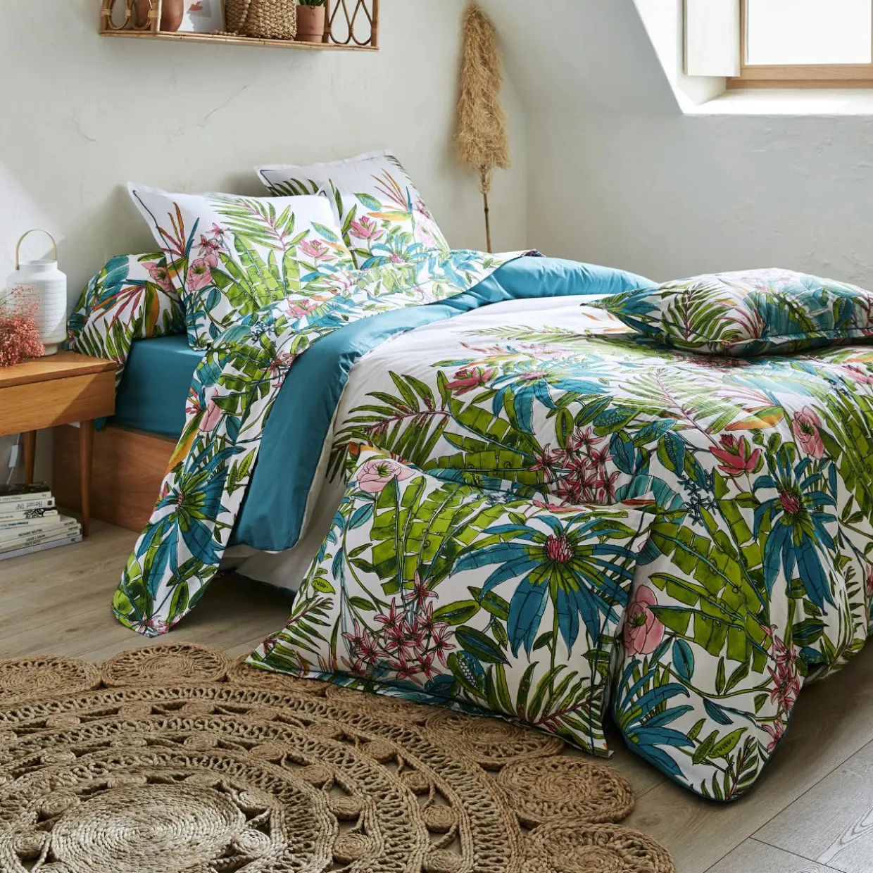 Housse de couette coton (200 x 200 cm) Sumatra Paon Multicolore