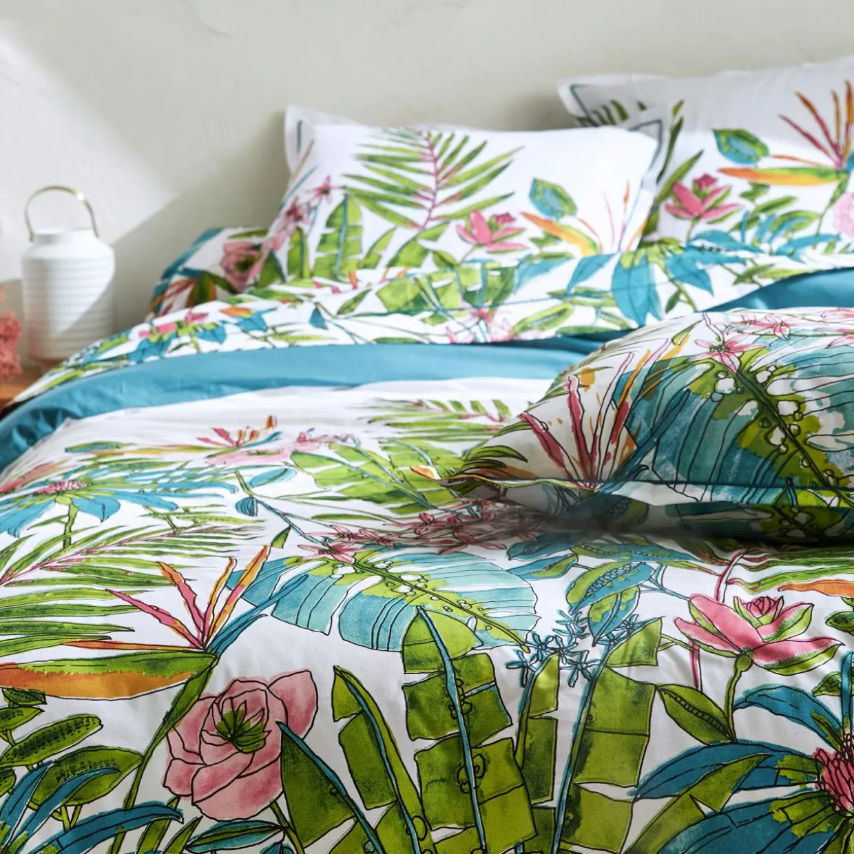 Housse de couette coton (240 x 220 cm) Sumatra Paon Multicolore